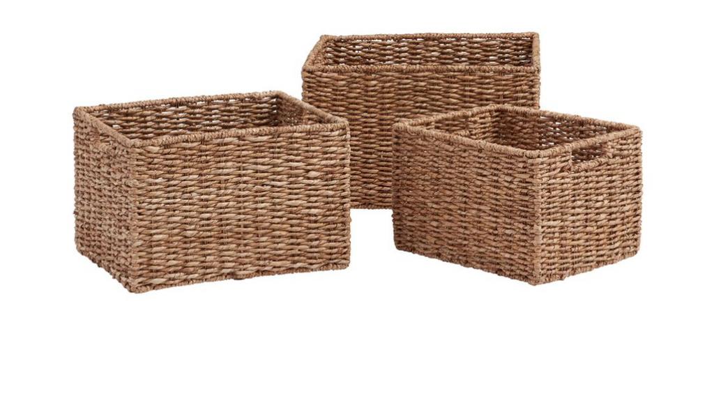 Woven seagrass storage baskets (multiple sizes)