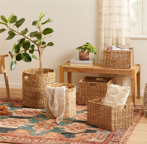 Woven seagrass storage baskets (multiple sizes)